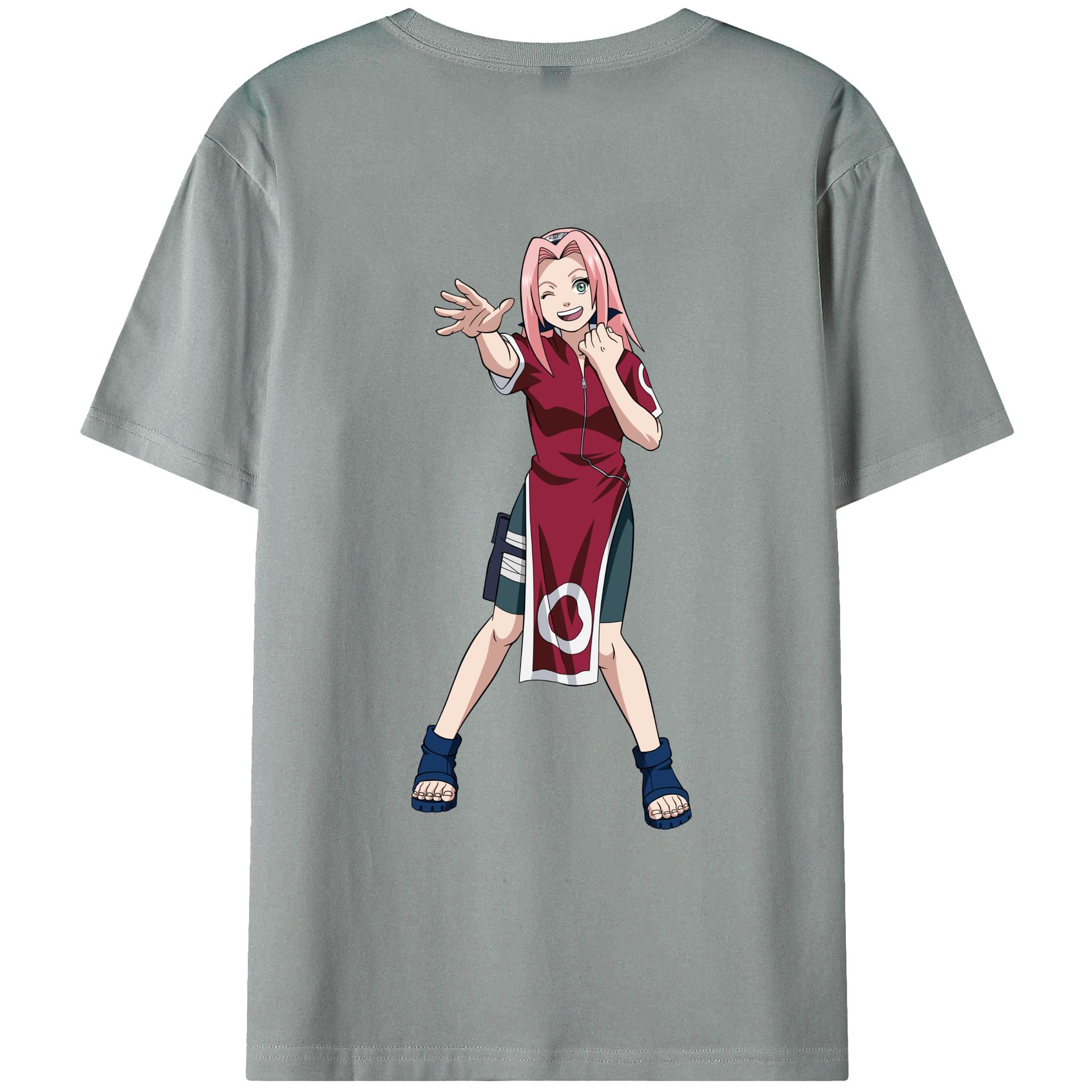 （画像用） NARUTO -ナルト- 春野サクラ Haruno Sakura 綿100％ メンズ半袖Tシャツ（バックプリント） 通気性
